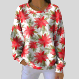 Tessa - Red Poinsettia Print Top