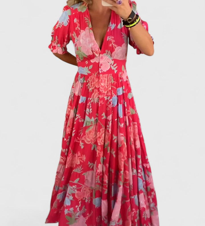 Minelda | Elegant Floral V-neck Dress