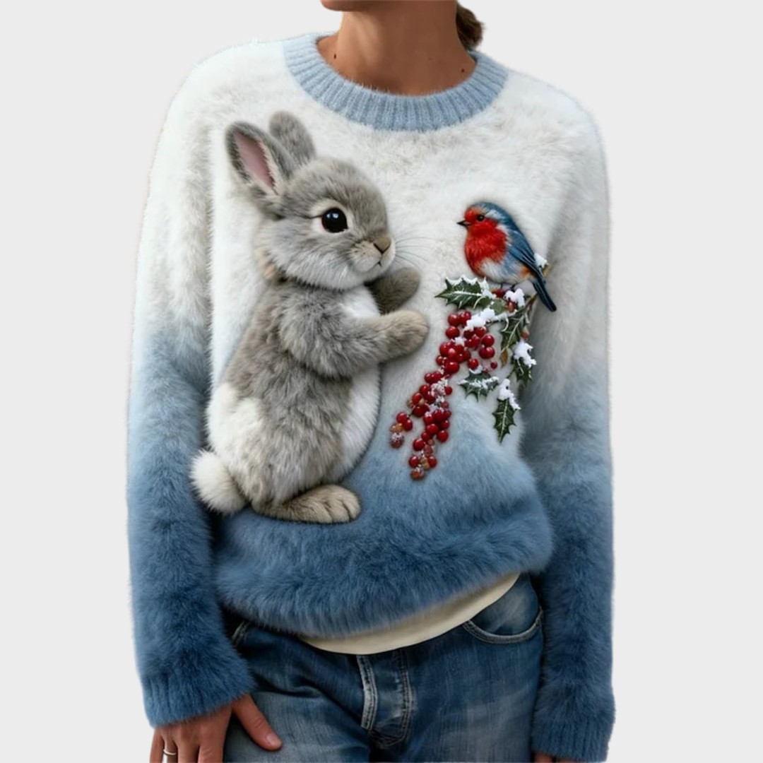 Lucy - Plush Sweater with Christmas Bunny