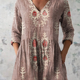 Elise | Soft Green Print V-Neck Blouse