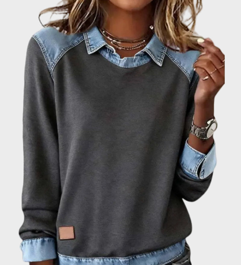Ravit - Denim Woven Long Sleeve Blouse