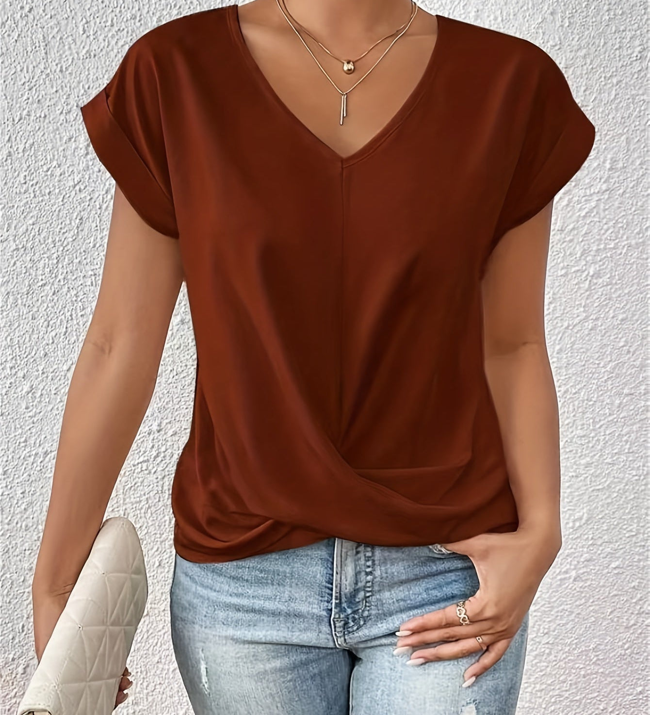 Zoe -  The Sweetheart Neckline Casual T-Shirt