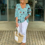 Joanne | Printed Button Tunic Top