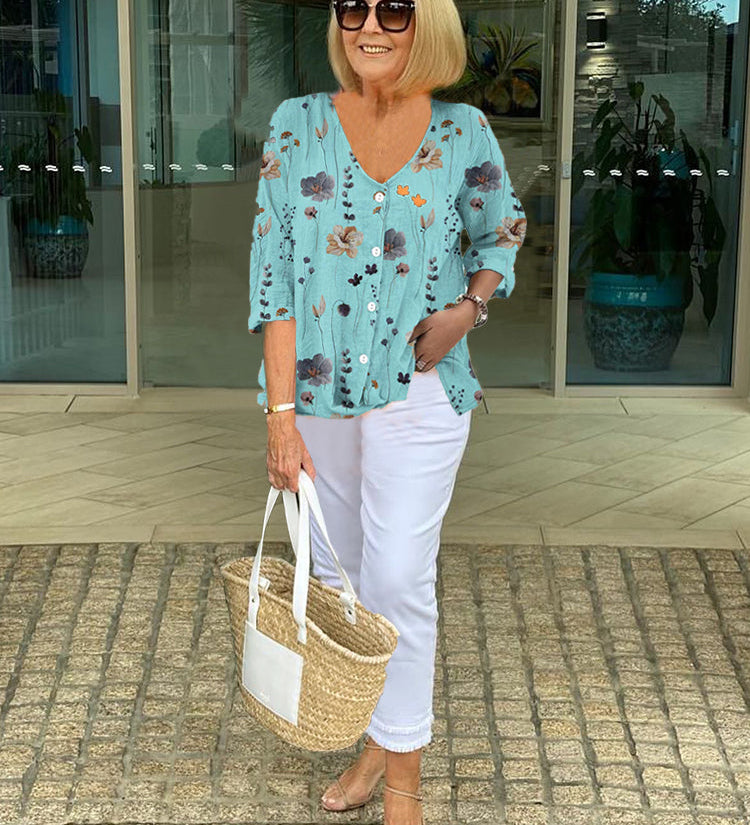 Joanne | Printed Button Tunic Top
