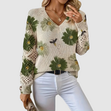 Meda - Elegant Sweater with Floral Pattern