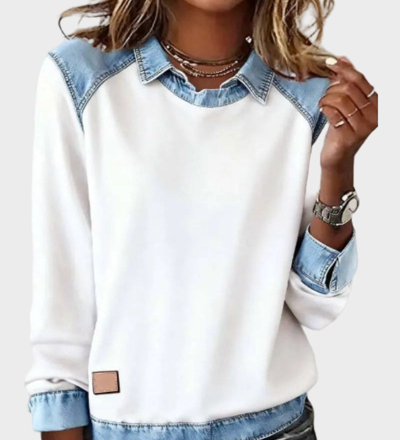 Ravit - Denim Woven Long Sleeve Blouse