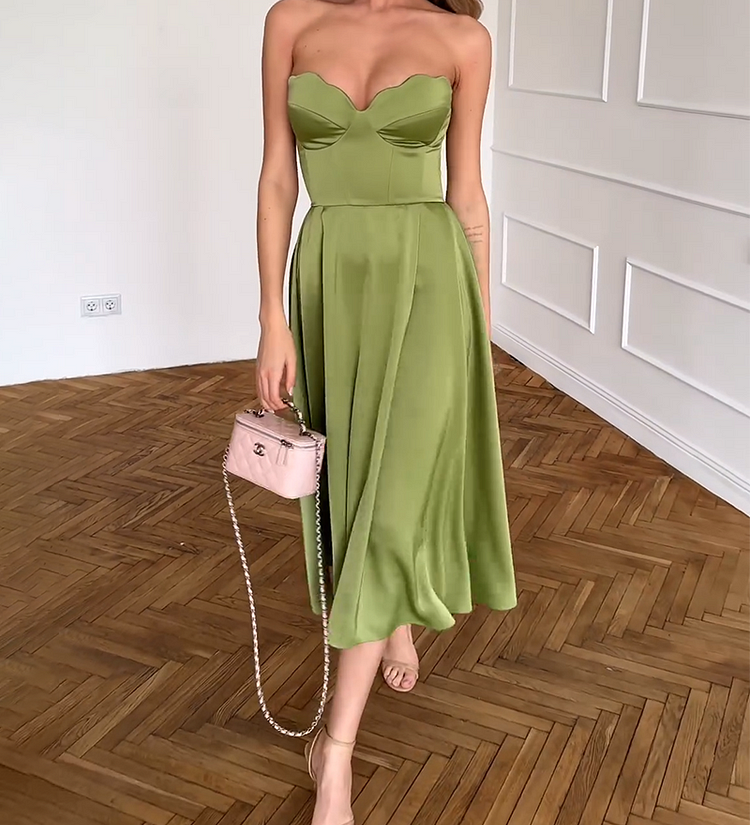 Liora | Elegant Midi Dress Without Straps