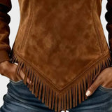 Petra – Elegant Women's Blouse with Fur and Fringes
