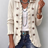Adelina | Ivory Knit Jacket with Ruffles