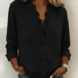 Sadie | Blouse with Ruffles, V-Neck and Long Sleeves