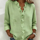 Sadie | Blouse with Ruffles, V-Neck and Long Sleeves