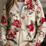 Penelope - Floral Print Vintage Zip-Up Cardigan