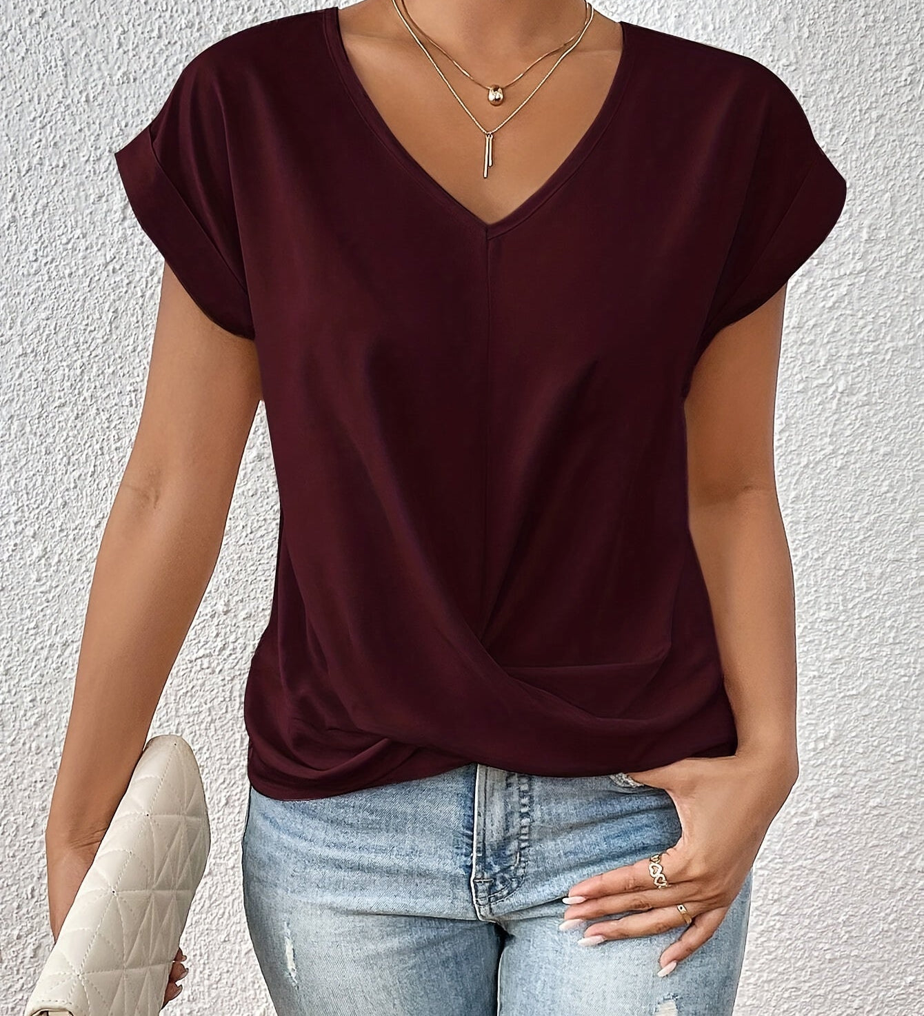 Zoe -  The Sweetheart Neckline Casual T-Shirt