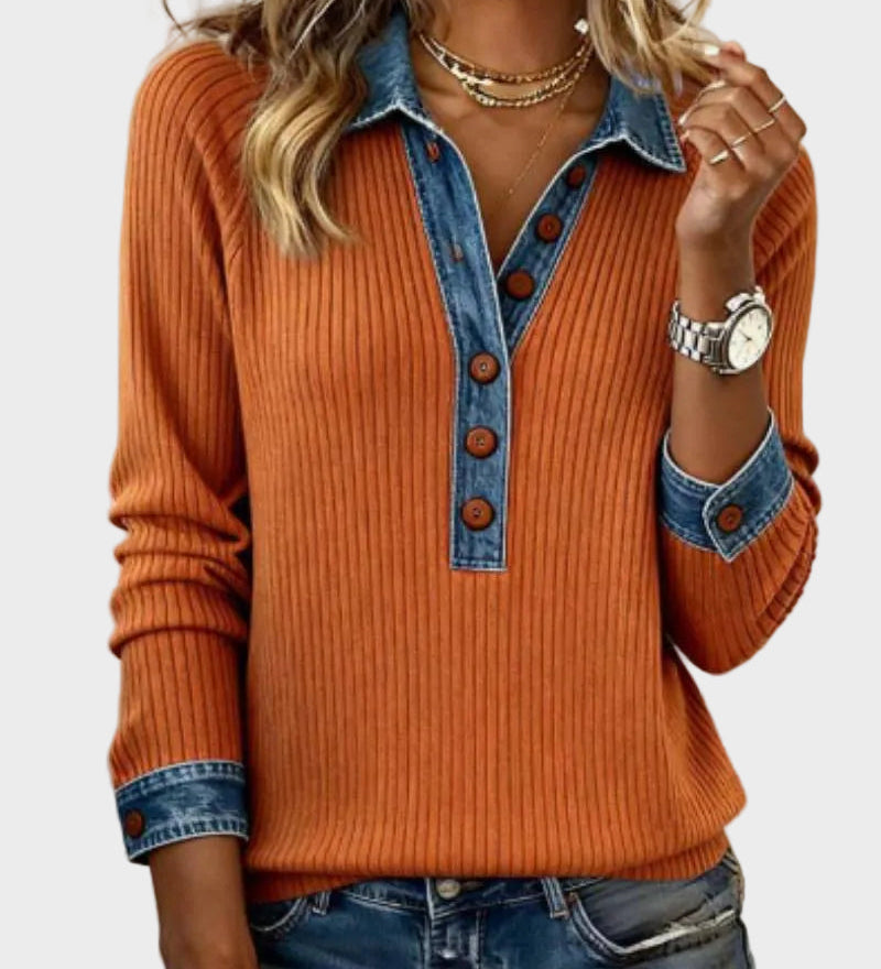 Ravit - Denim Woven Long Sleeve Blouse