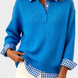 Viktoria - Colourful Sweater with Patchwork Check Pattern