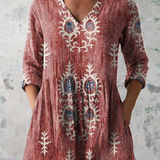 Elise | Soft Green Print V-Neck Blouse