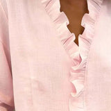 Sadie | Blouse with Ruffles, V-Neck and Long Sleeves
