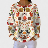 Alma - Cream Coloured Sweater with Autumn Forest Design