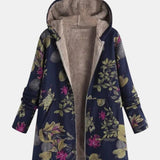 Antonia | Floral Patterned Navy Blue Coat