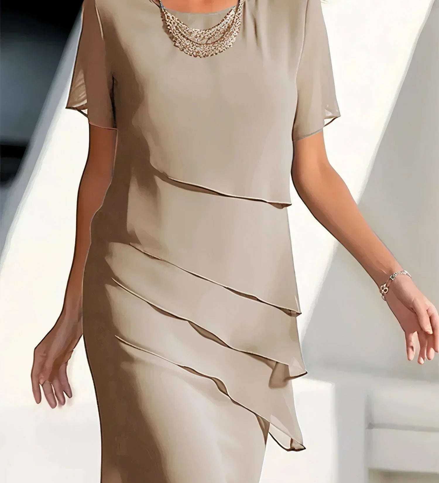 Monica | Tiered Short Sleeve Midi Dress