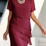 Monica | Tiered Short Sleeve Midi Dress