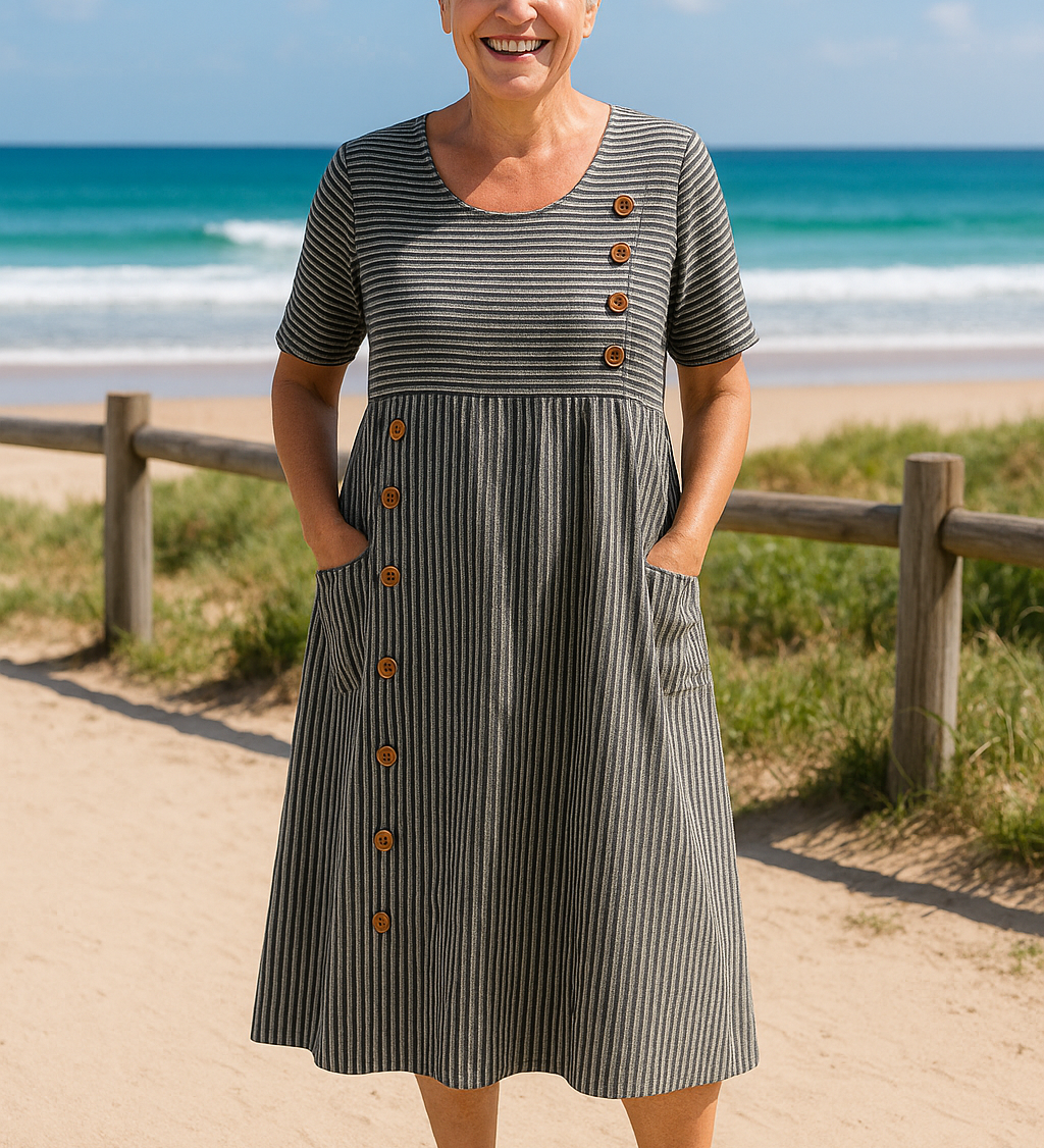 Brienne | Striped Midi Dress – Effortless Comfort, Everyday Confidence
