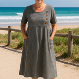 Brienne | Striped Midi Dress – Effortless Comfort, Everyday Confidence