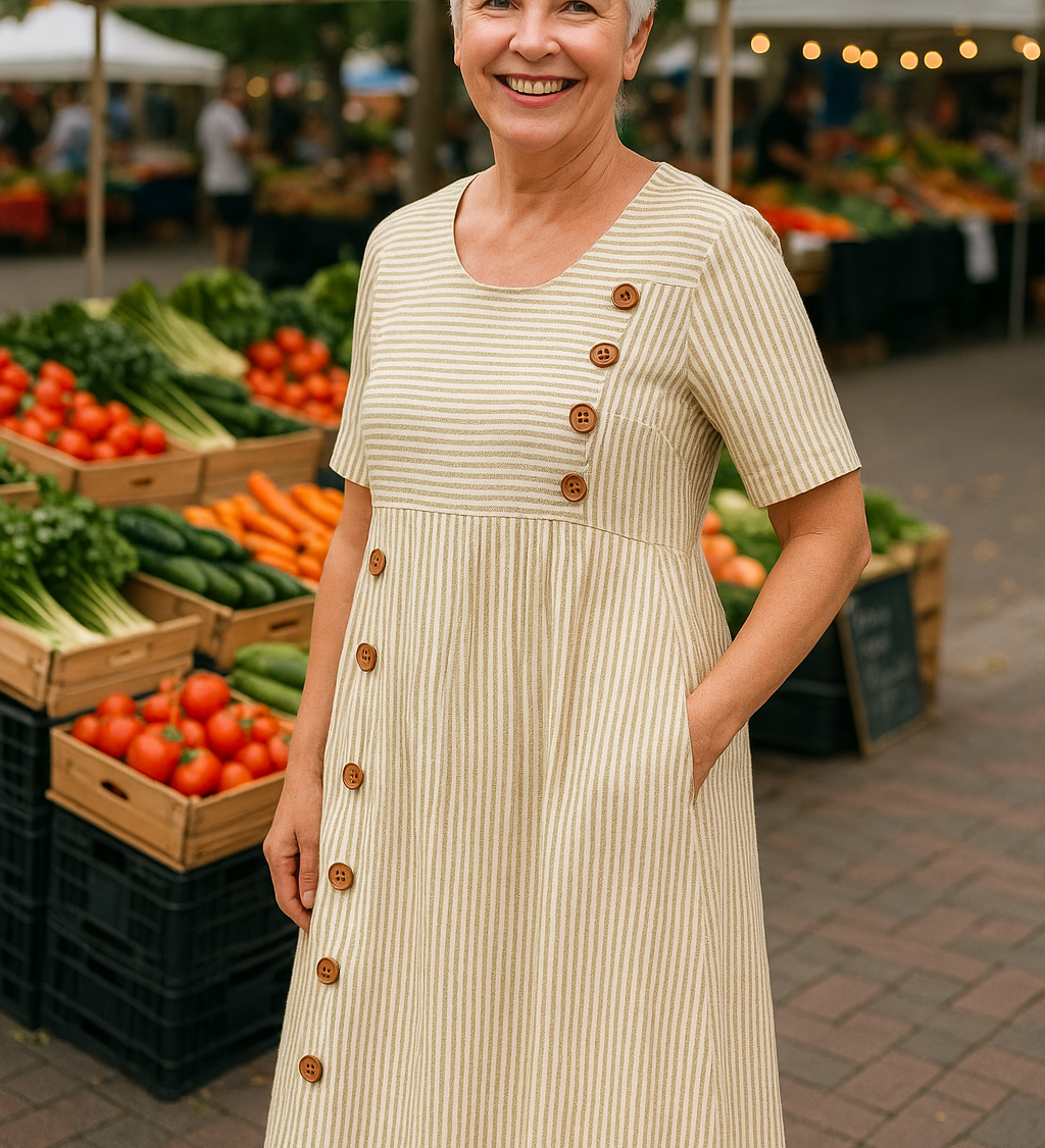Brienne | Striped Midi Dress – Effortless Comfort, Everyday Confidence