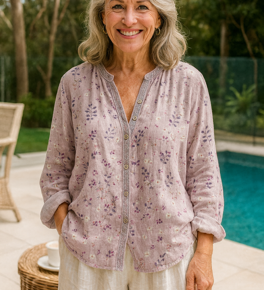 Fern | Relaxed V-Neck Blouse – Timeless Style, Effortless Comfort