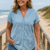 Rena Natural Cotton-Linen Top