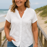 Rena Natural Cotton-Linen Top