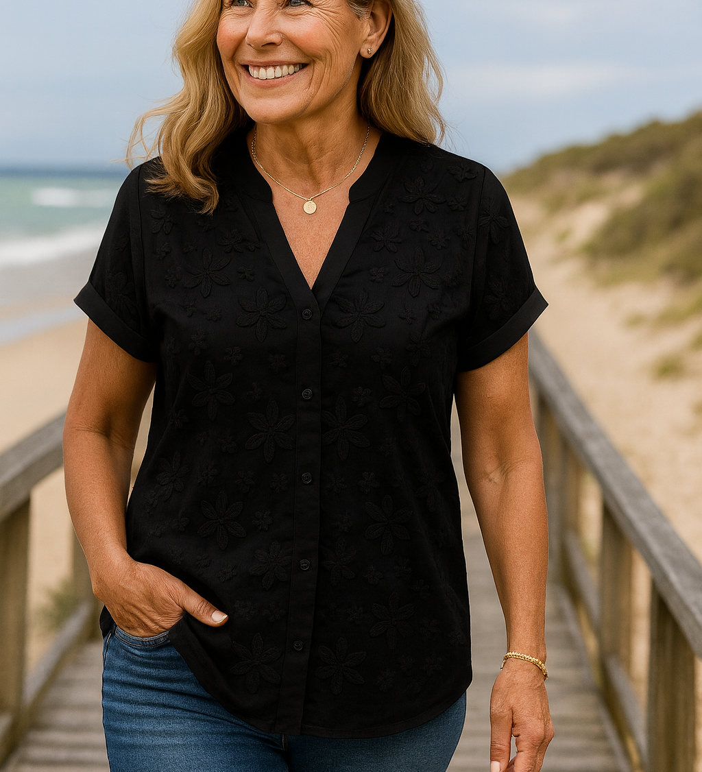 Rena Natural Cotton-Linen Top