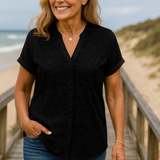 Rena Natural Cotton-Linen Top