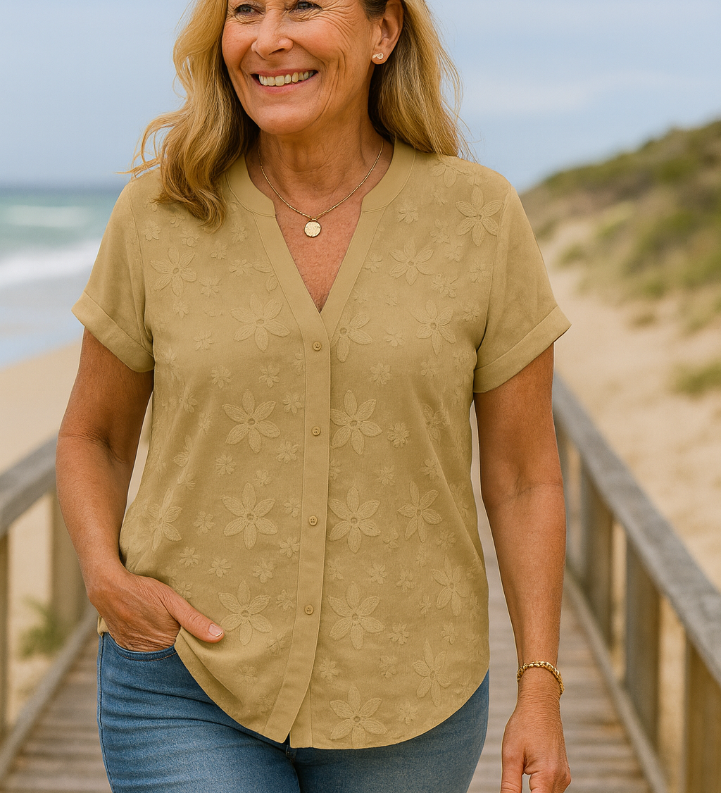 Rena Natural Cotton-Linen Top