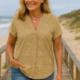 Rena Natural Cotton-Linen Top