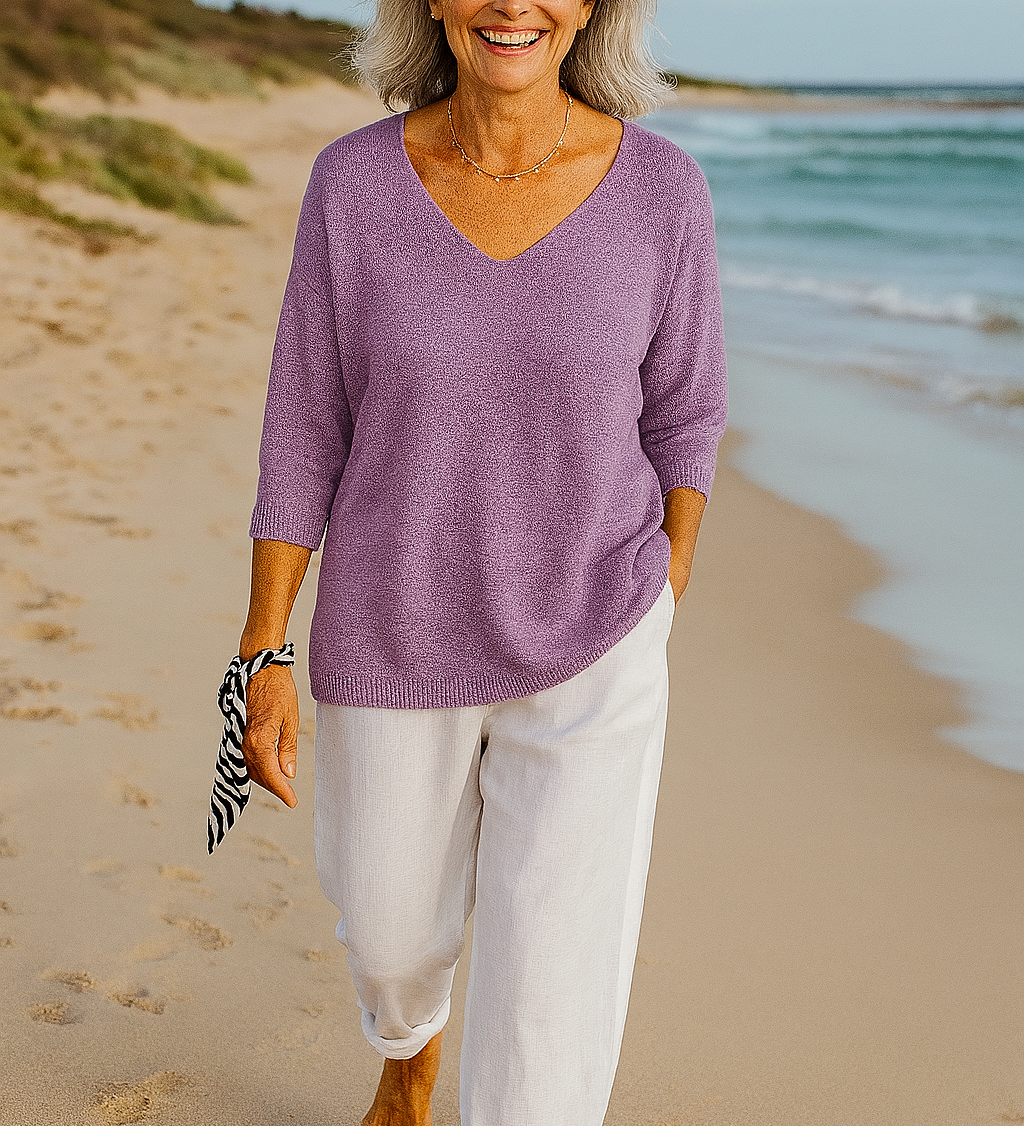 Anwen | Soft Drape V-Neck Knit - Effortlessly elegant