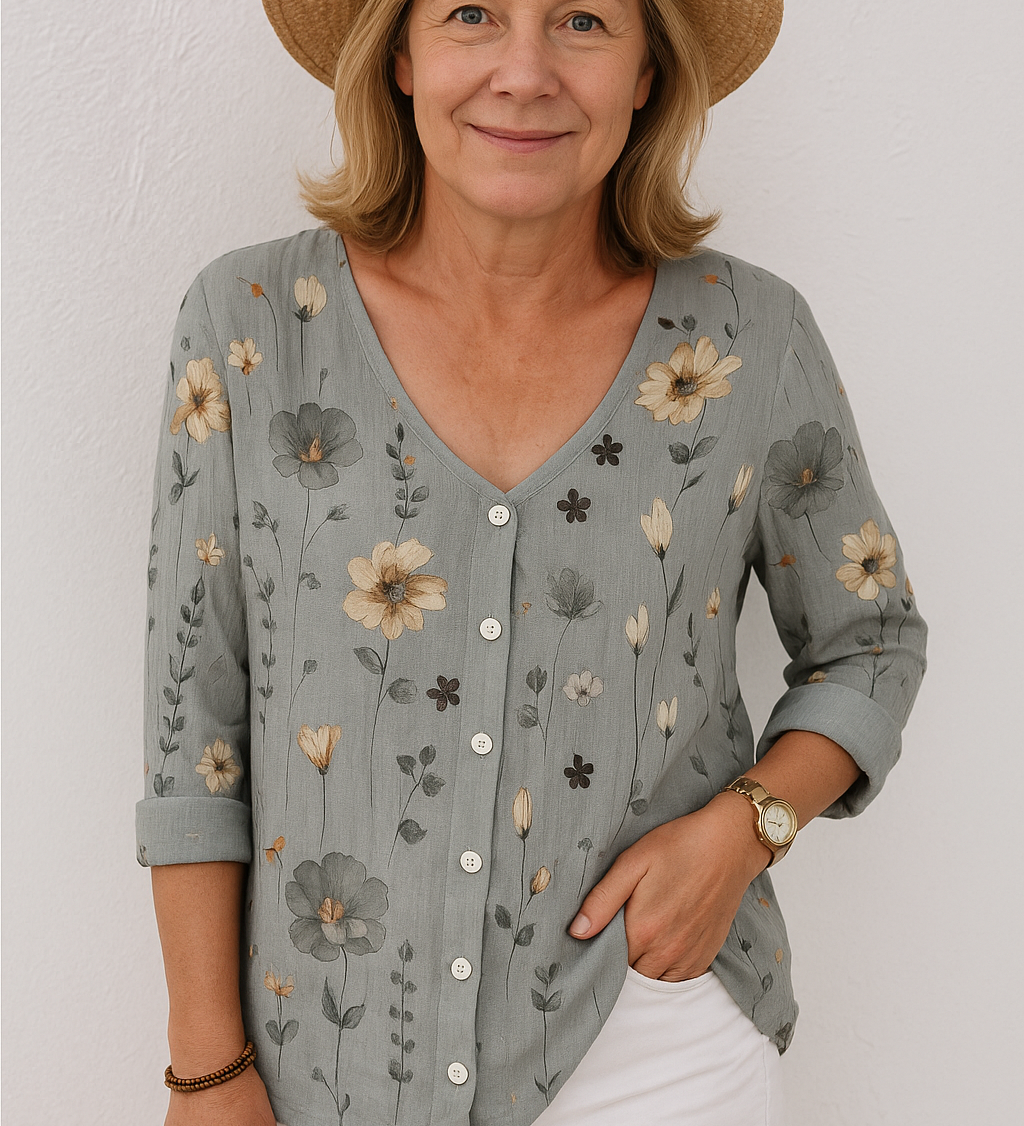 June |  Floral Top - Natural Grace, Effortless Fit