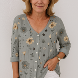 June |  Floral Top - Natural Grace, Effortless Fit