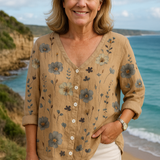 June |  Floral Top - Natural Grace, Effortless Fit