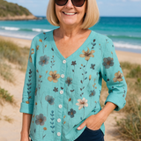 June |  Floral Top - Natural Grace, Effortless Fit