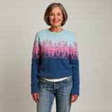 Cynthia | Blue & Pink Forest Motif Knit Jumper