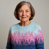 Cynthia | Blue & Pink Forest Motif Knit Jumper