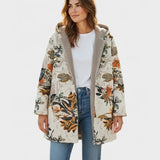 Gudrun | Floral Patterned Boho Sherpa Hooded Coat
