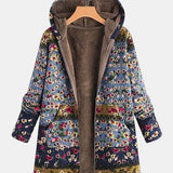 Franziska | Floral Patterned Boho Sherpa Hoodie
