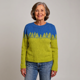 Ellen | Blue & Lime Forest Motif Knit Jumper
