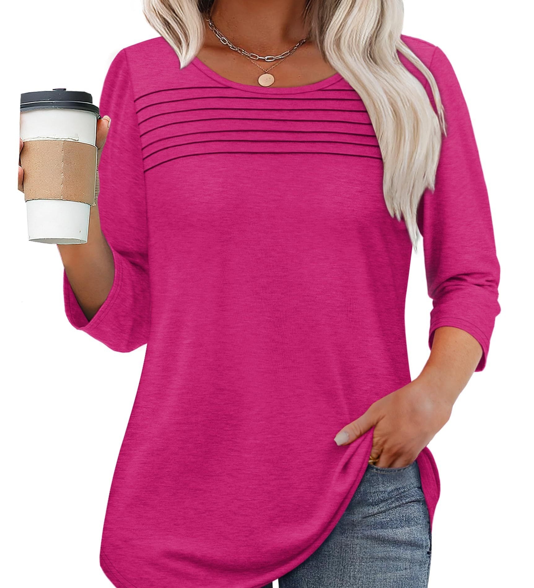 Mona | Pleated 3/4 Sleeve Top