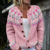 Angela - Norwegian Print Button Cardigan