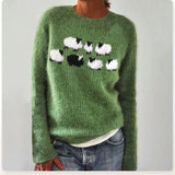 Jennifer | Green Sheep Motif Knit Jumper