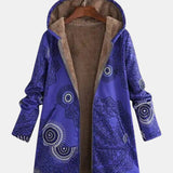 Jutta | Navy Blue Fleece Hoodie Featuring Mandala Design