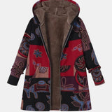 Bettina | Abstract Patterned Boho Patchwork Hooded Coat
